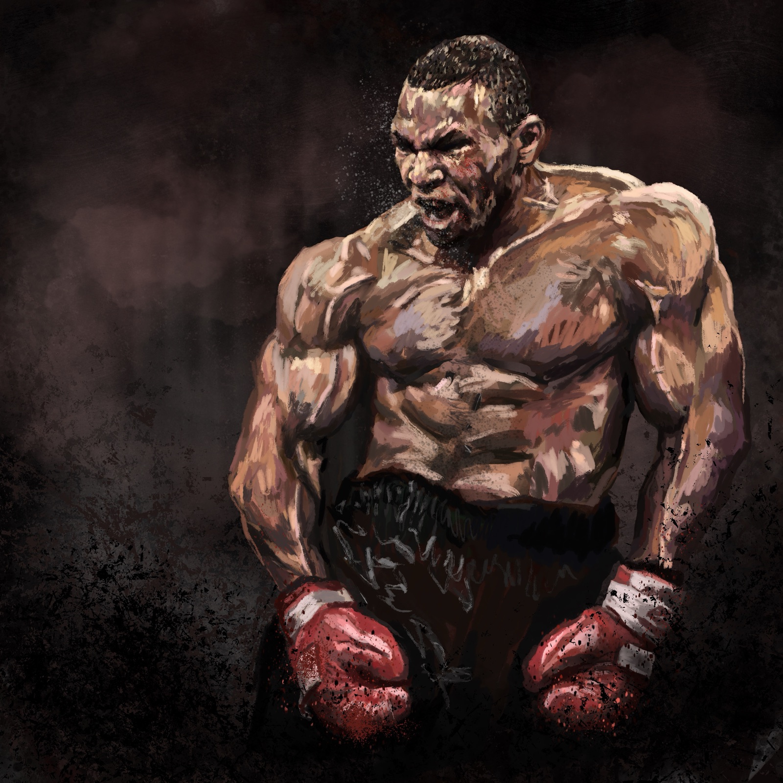 "The Fighter" — digital painting of a boxer