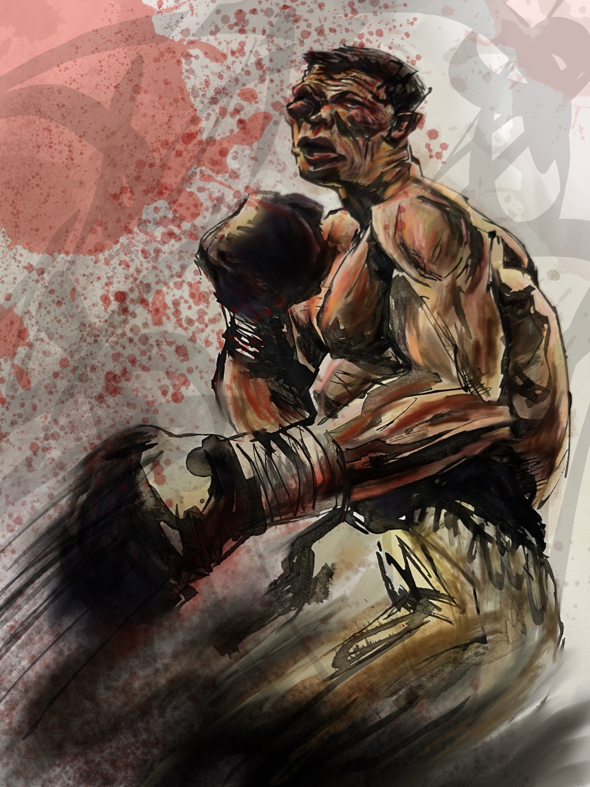 "Wrapped" — digital painting of a boxer